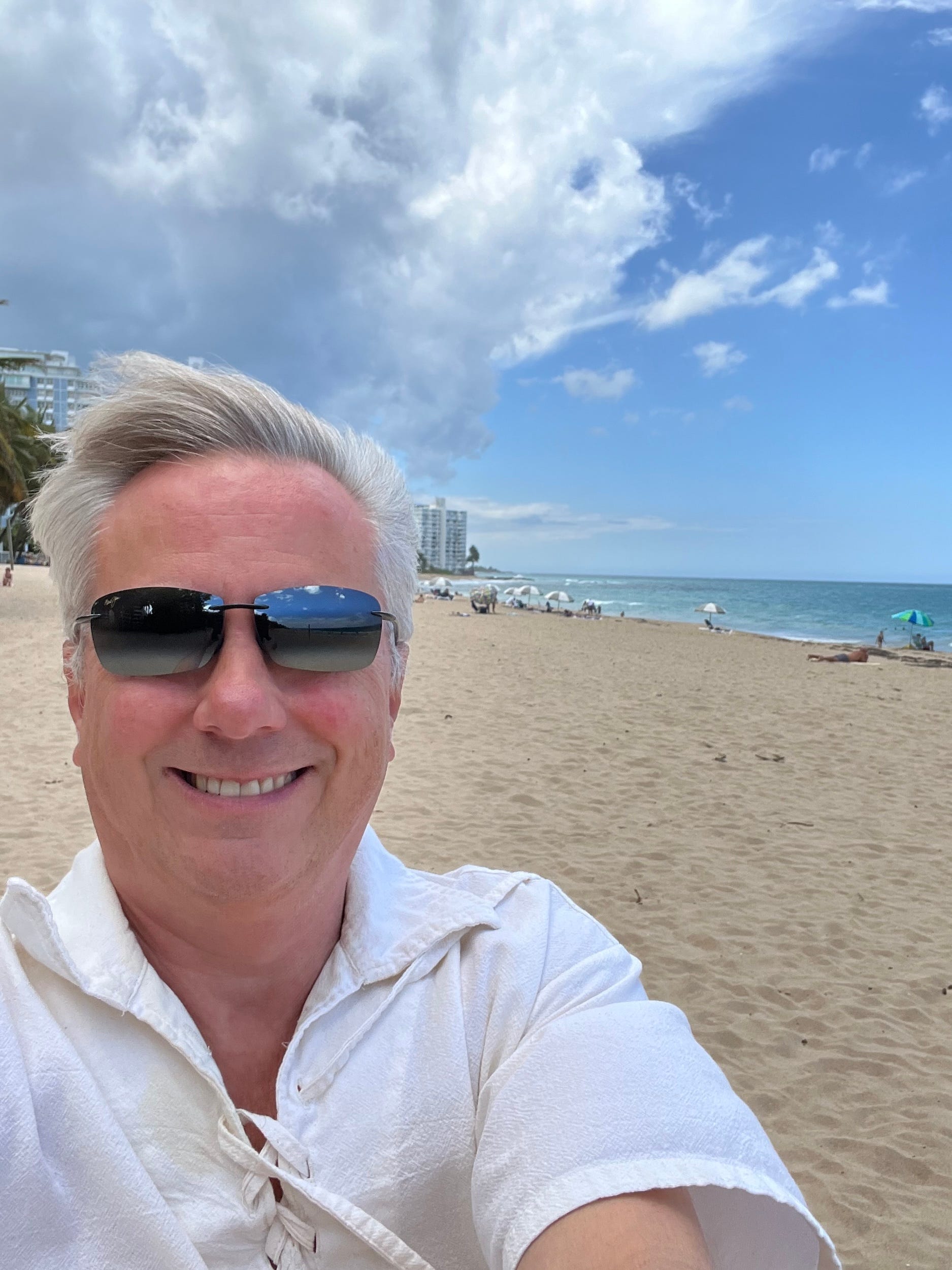 A selfie of Michael McCready on the beach in Puerto Rico.