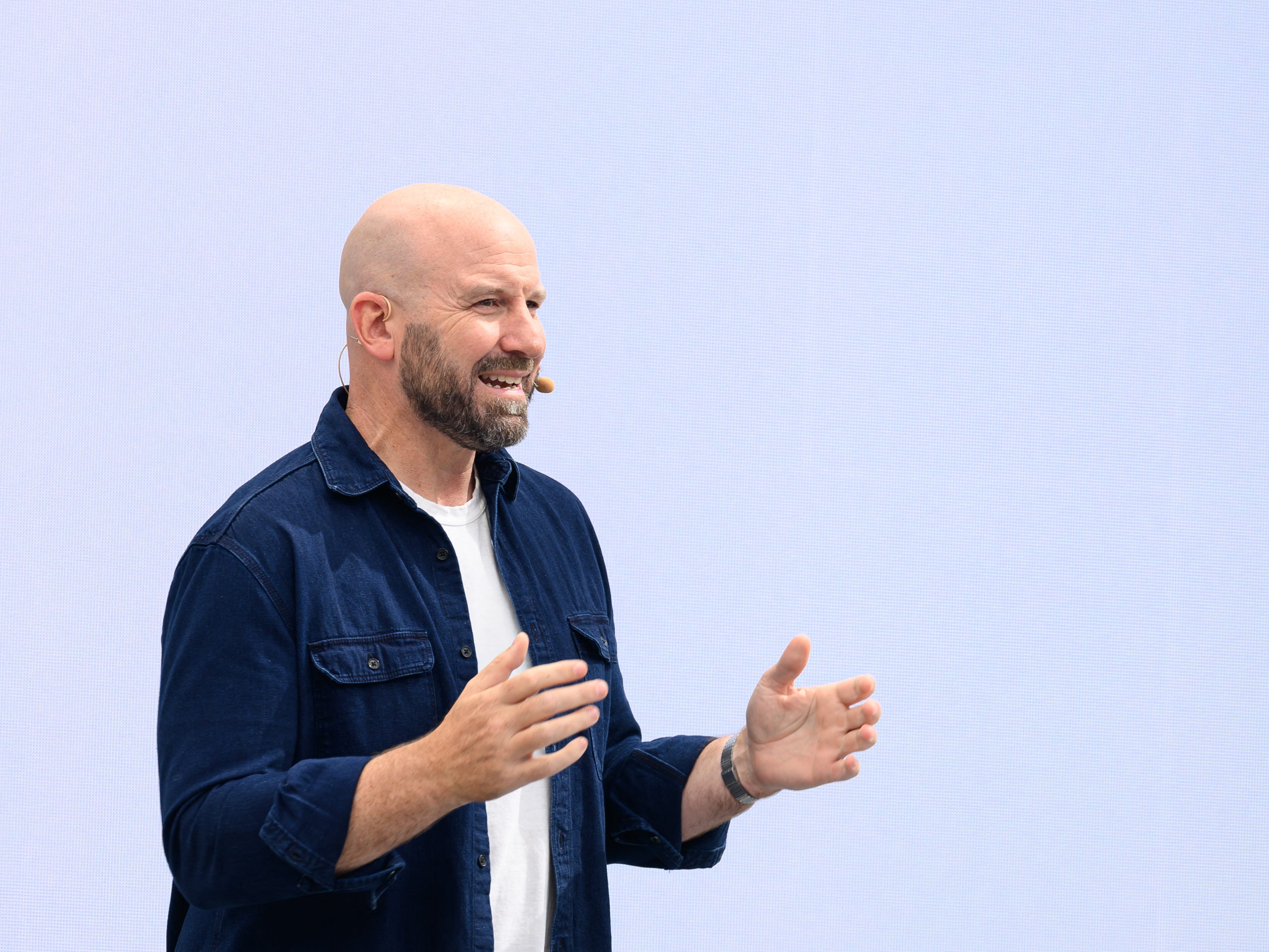 Meta CTO Andrew Bosworth speaking at Meta's headquarters in Melo Park, California.