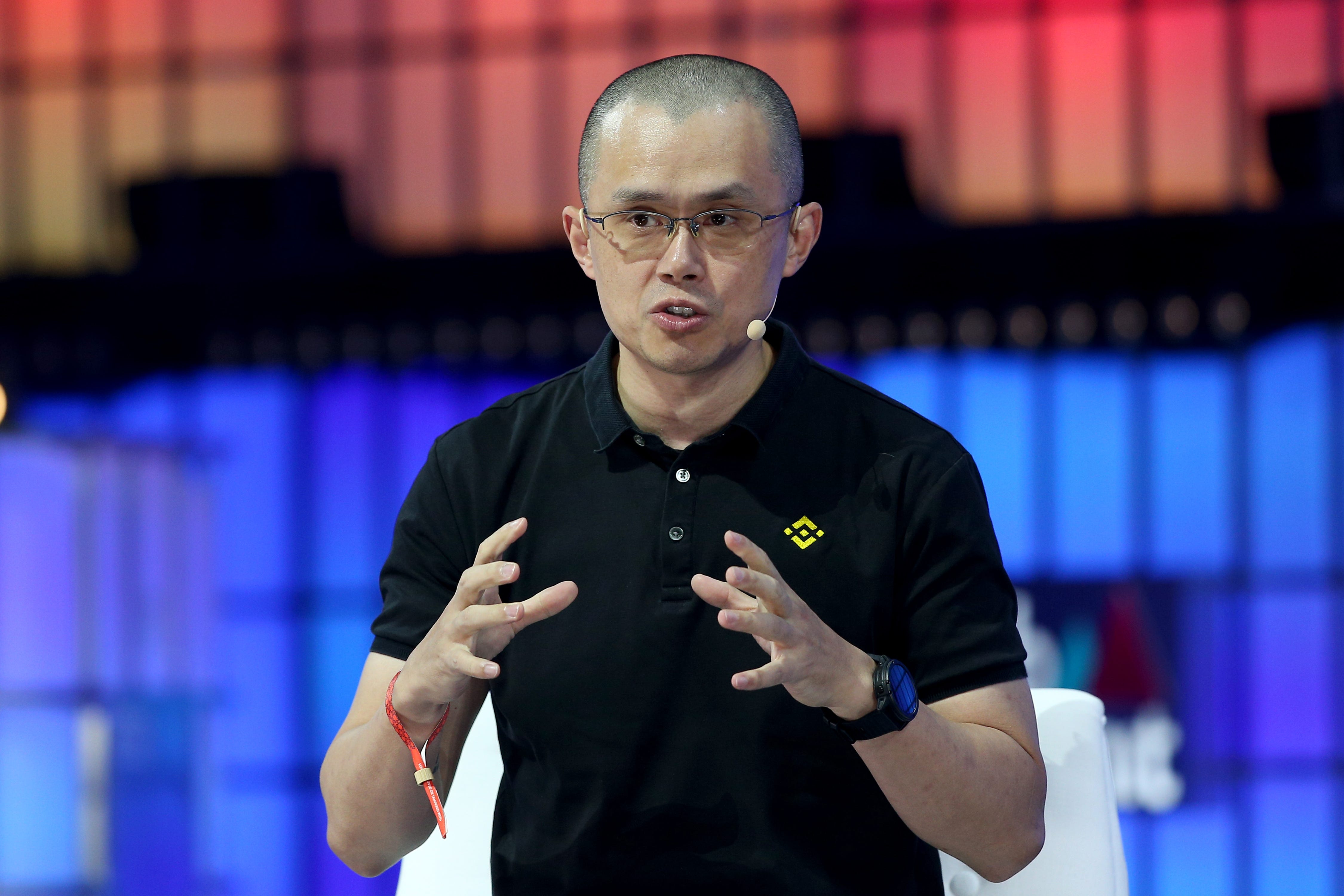 Changpeng Zhao speaks during the 2022 Web Summit in Lisbon, Portugal