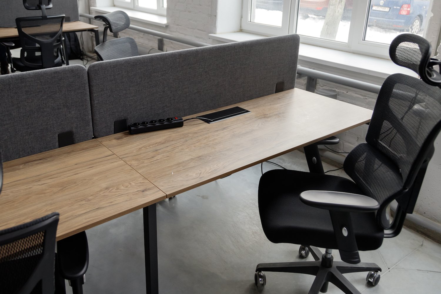 An empty desk in an office