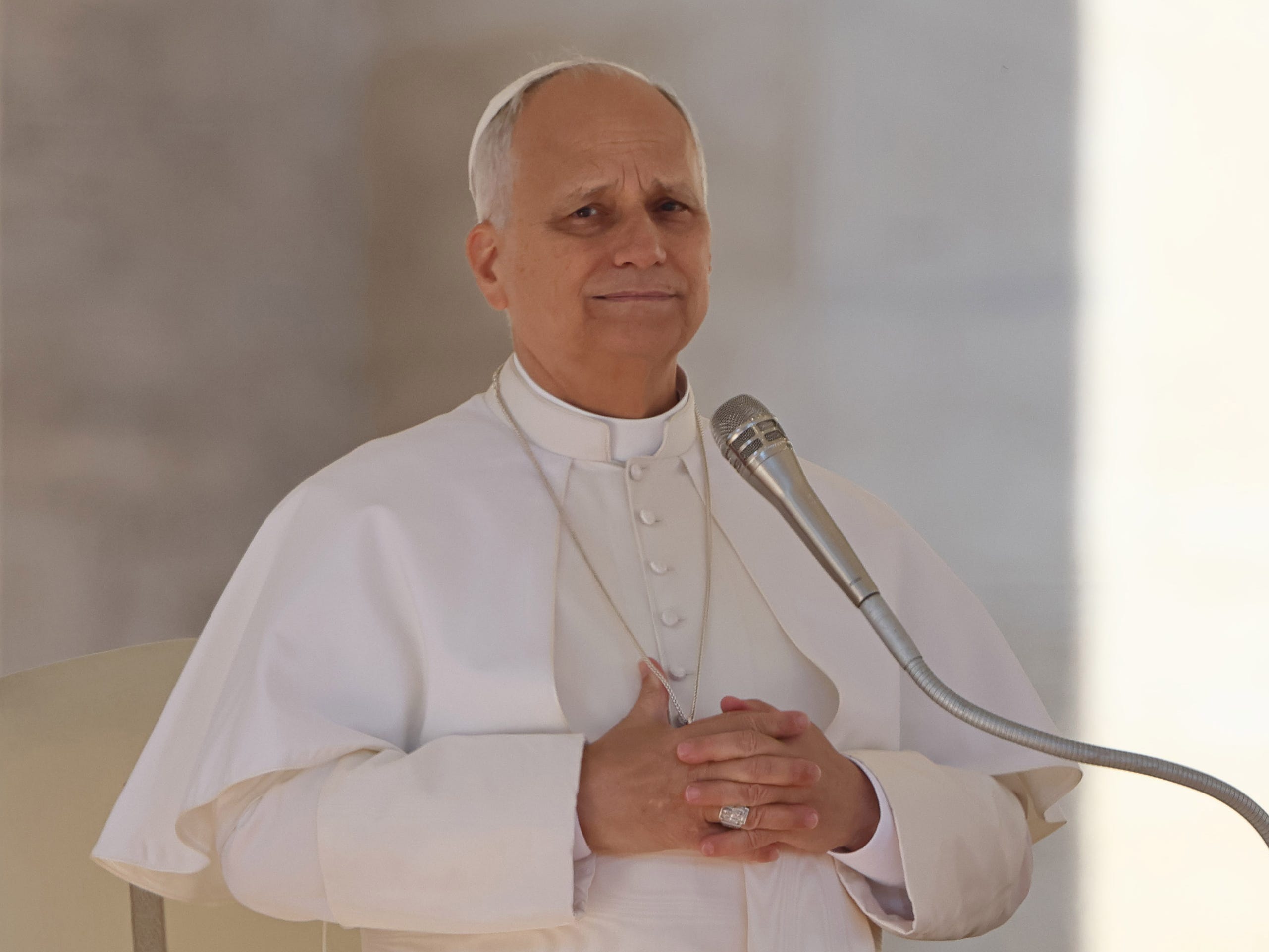 Pope Leo XIV during the General Audience on November 5, 2025, in St. Peter's Square.
