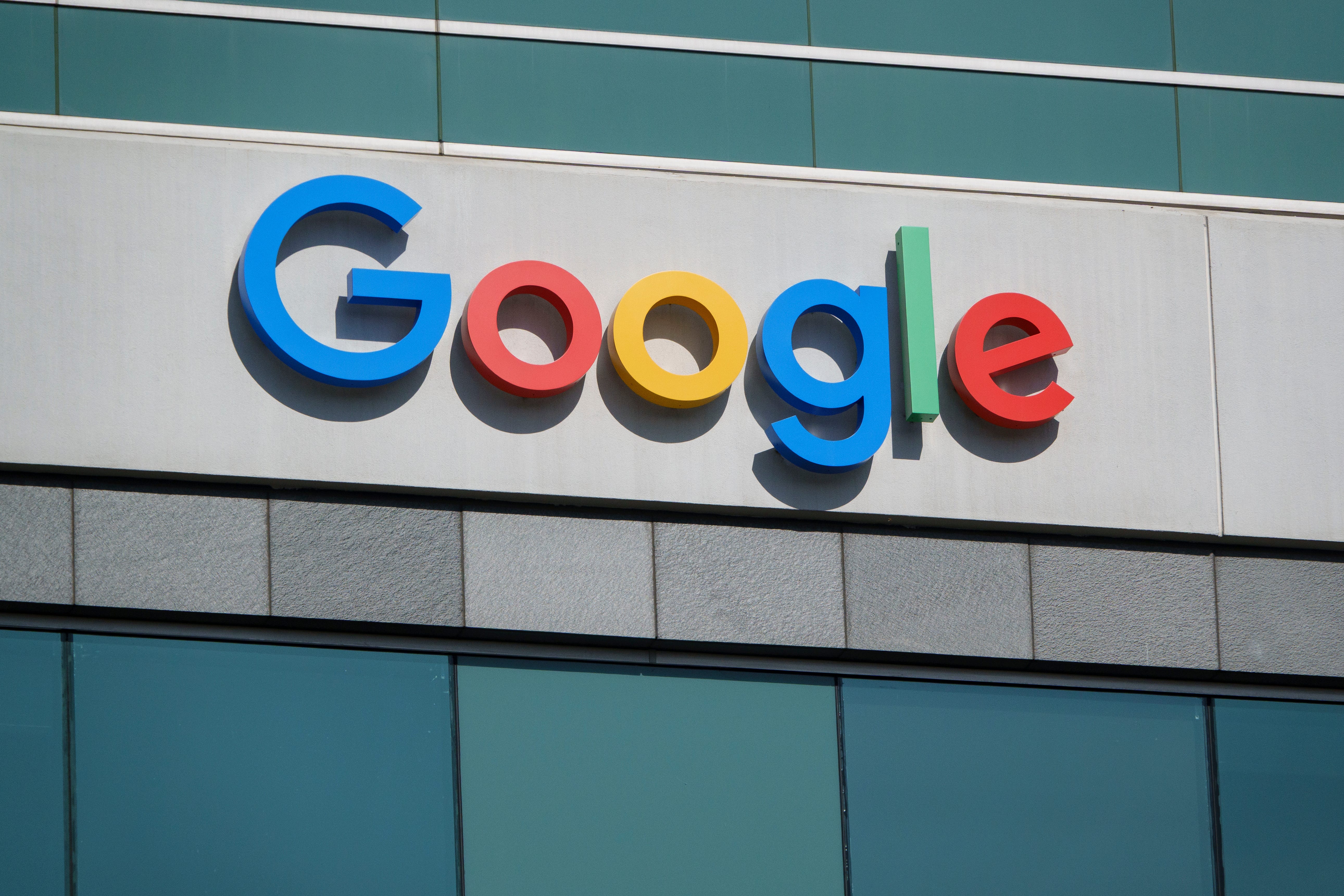 Google logo on a building.