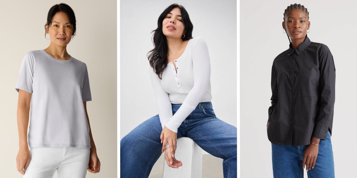 Three women wearing basic clothing.